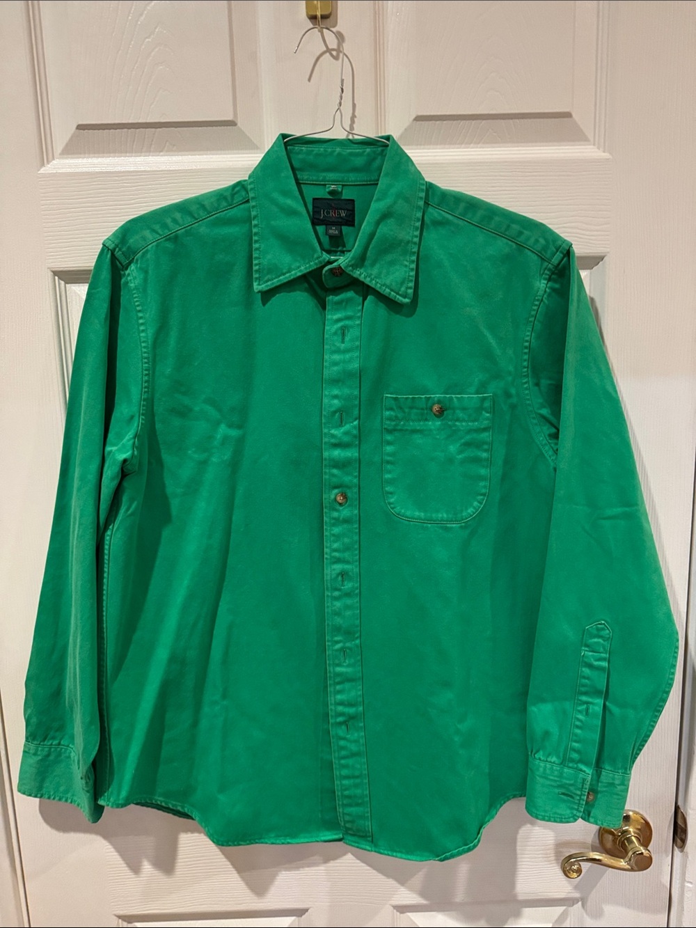 J. Crew Men's Bright Green Casual Cotton Twill Shirt
